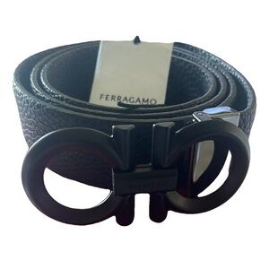 Salvatore Ferragamo Black Leather Belt for Men 95 NWT
